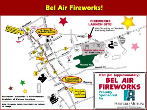 Bel Air Independance Day fireworks map