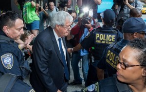 PHOTO COURTESY: Zbigniew Bzdak, Chicago Tribune Former U.S. House Speaker Dennis Hastert leaves Chicago's Dirksen U.S. Courthouse on June 9, 2015, after pleading not guilty to charges he evaded bank regulations and lied to the FBI