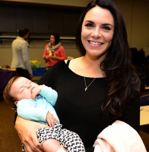 Alison Montoya with daughter Addison smiled after she participated in Northern Kentucky Breastfeeding Challenge 2015. Photo by Joseph Fuqua II for WCPO