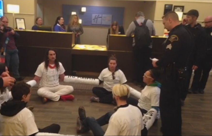 03/29/16 : Demonstrators Occupy Wisconsin Hotel To Protest Planned Trump Event